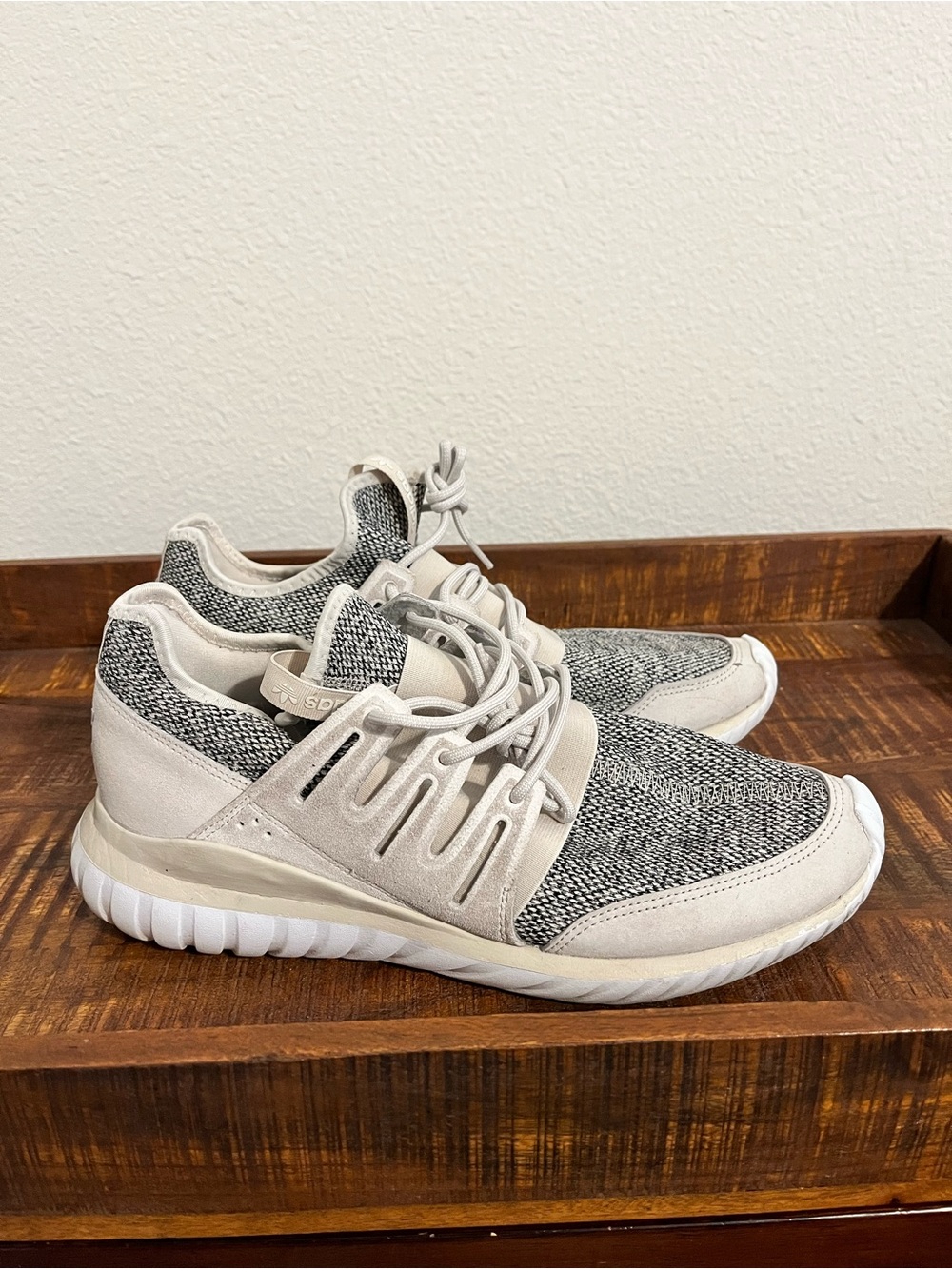 adidas Men's Beige and Gray Tubular Sneakers